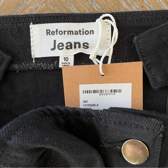 NWT Reformation Jeans Chrissy Black Denim Button Down Crop Top size 10 - Picture 7 of 12